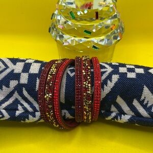 Red Rhinestone Elegant Chain 3 Layered Leather Bracelet Boho …